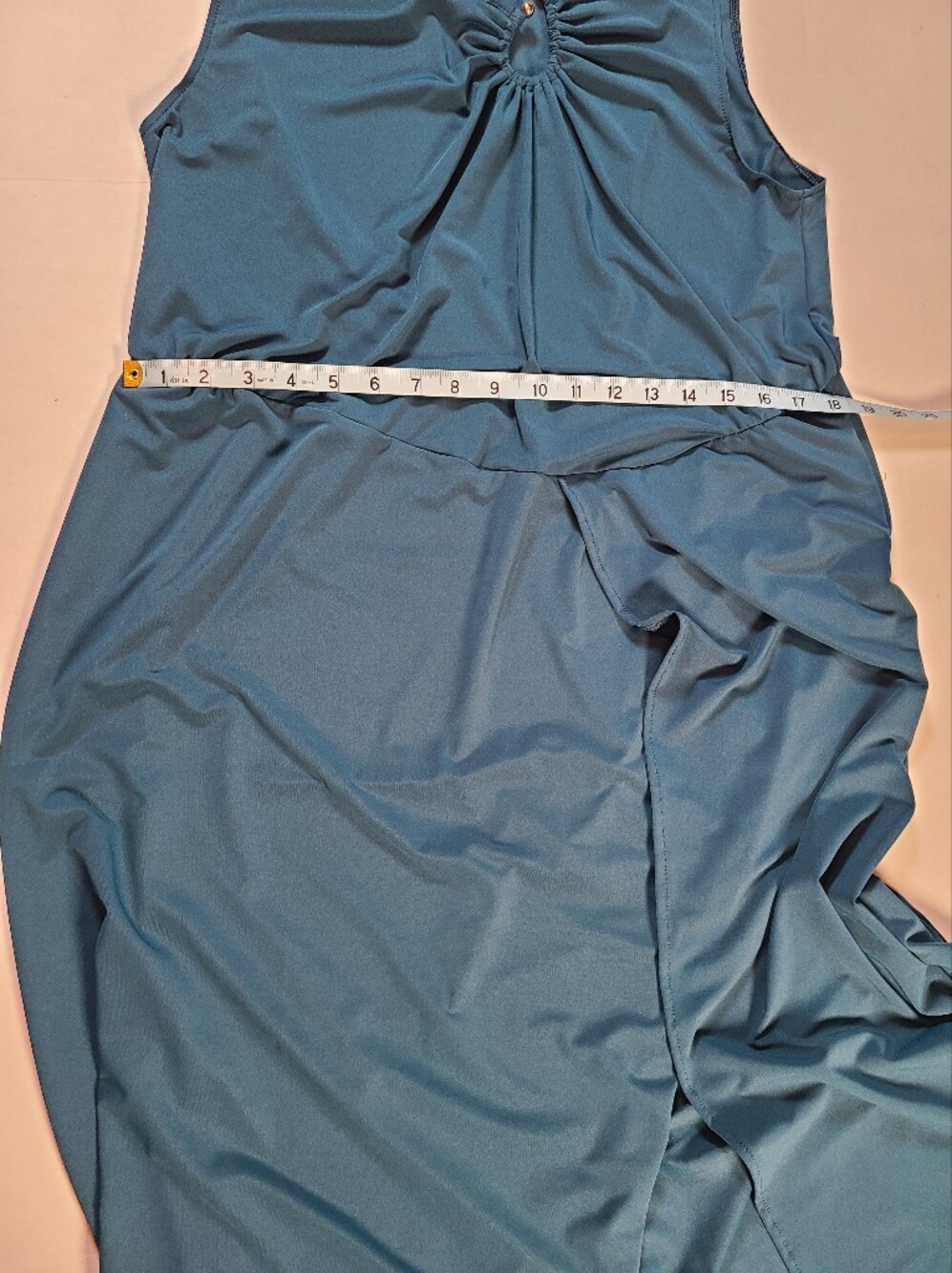 Women Sleeveless Teal Beach Swimsuit  Coverup Dress UPF 50 with Front Keyhole L - Picture 10 of 12